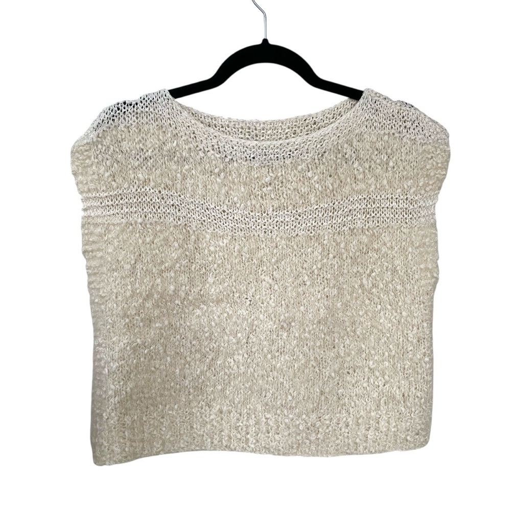 Handmade Women’s Sleeveless Wool Knit Sweater Cream M